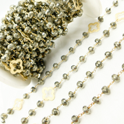 Pyrite With Marquis Shape Gold Plated Wire Chain.